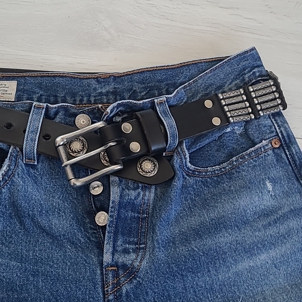 Johnny B Goods Black Heavy-duty Studded Hand Made Belt Genuine Leather Canadian